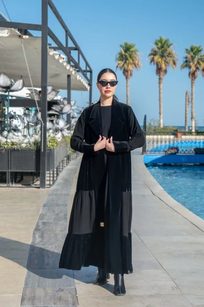 Crepe velvet and silk velvet abaya with crepe IB268