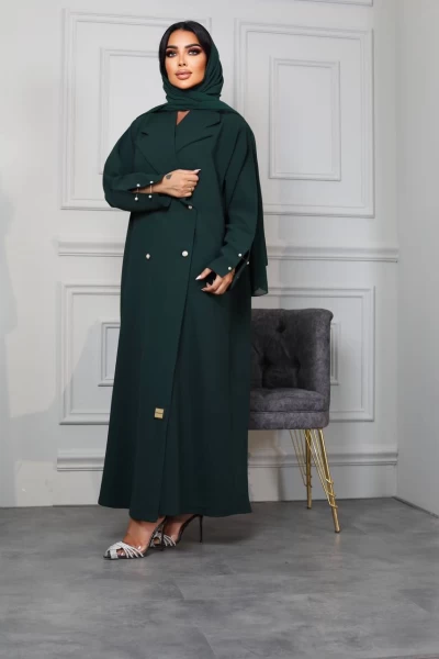 Abaya with Crepe Raw Material IB179 Green